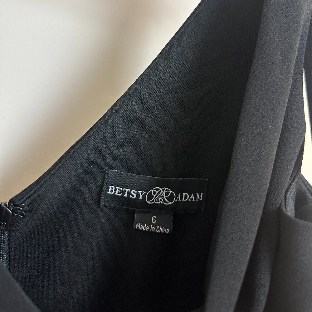 BETSY & ADAM Eleni Tiered Wire Ruffle Gown in Black Size US 6 NWT - Picture 8 of 11